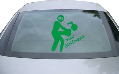 Produktbild von Indigos UG - Aufkleber Heckscheibe & Motorklappe DE2118 - grün - 600x529 mm - Me & Your Girlfriend - Auto Scheiben Fenster Heckklappe Tuning Racing JDM - Die cut