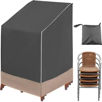 Immagine prodotto di Copertura impermeabile per sedie da giardino Unyqoos®, con protezione UV, realizzata in tessuto Oxford 420D con rivestimento in PU, dimensioni 75×78×65/110 cm, adatta per 6-8 sedie, con sacca portaoggetti