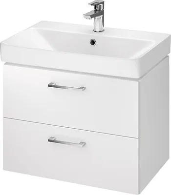 Produktbild von BADLAND Badmöbel Set Badezimmerschrank mit Keramikwaschbecken, 2-Schubladen LARA MILLE SLIM 60 Weiß