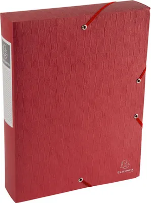 Image de Boîte d'archivage Exacompta Exabox A4 rouge, dos de 60 mm, avec étiquette