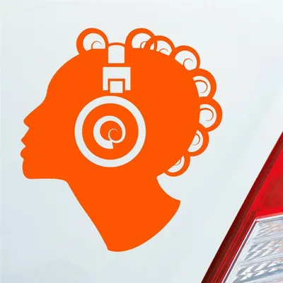 Produktbild von Auto Aufkleber Djane Musik DJ Music 10x11 cm Orange Sticker Heckscheibenaufkleber