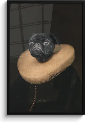 Produktbild von MuchoWow® MuchoWow® Gerahmtes Poster Alte Meister - Ölgemälde - Hund 60x90 cm - Poster mit zchwarzem Bilderrahmen - Kunst