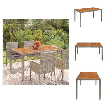Produktbild von vidaXL Gartentisch mit Holzplatte Grau 150x90x75 cm Poly Rattan -  Gartentische