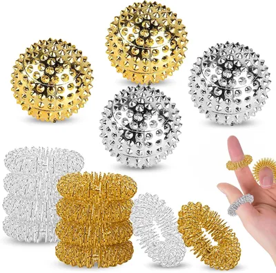 Obrázok produktu pre Masážne loptičky súprava 25 mm, 4 kusy, 10 akupresúrnych krúžkov, pre uvoľnenie stresu