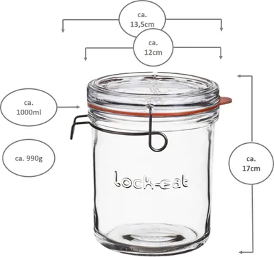 Produktbild von Luigi Bormioli Lock-Eat XL Einmachglas mit Deckel, 1 Liter, Glas, transparent, 1 Stück