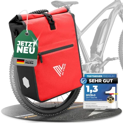 Image de Omgoods - Panier de vélo 2-en-1 pour porte-bagages - 100% étanche et spacieux (25 litres)