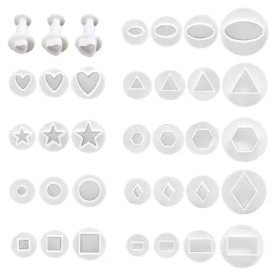Produktbild von 32-teiliges Fondantform-Set, Backpresse, Springform in verschiedenen Formen, Ausstechform zum Ausstechen, Kolbenausstecher-Set
