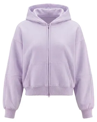 Produktbild von Damen Strickhoodie lila Größe L mit kuscheliger Kapuze und praktischem Reißverschluss