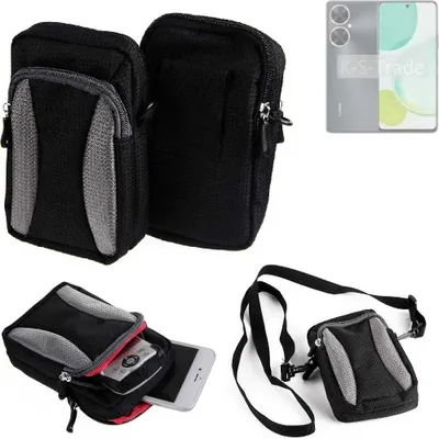 Produktbild von K-S-Trade Holster Schutz Hülle kompatibel mit Huawei Enjoy P60 Pro Handy Hülle Gürteltasche Umhängetasche mit Zusatzfach schwarz