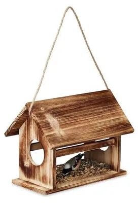 Produktbild von Famanu Vogelhaus Hängend - Holz - Futterstelle für Gartenvögel - Braun
