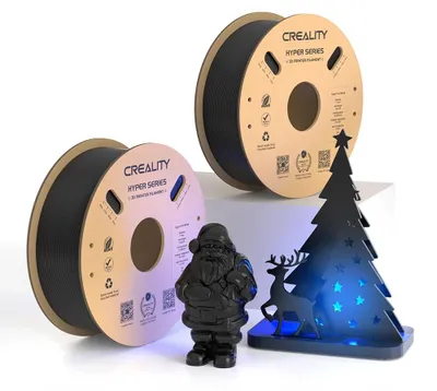 Produktbild von Creality offizielles 3D Drucker Filament, Hyper PLA High Speed Filament, 1.75mm 3D Druck Filament für Hochgeschwindigkeitsdruck, Maßgenauigkeit +/-0.02mm, 2kg (1kg/Spule*2) - Schwarz + Schwarz