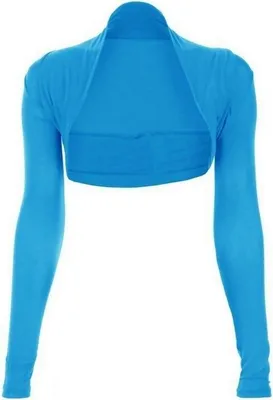 Produktbild von krautwear Damen Bolero Langarm Einfarbig Viskose Stola Bolerojacke (blau)