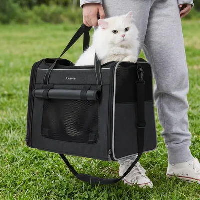 Productafbeelding van Kattenreismand opvouwbaar - Kattendrager - 43,5 x 29,5 x 34 cm - Zwart