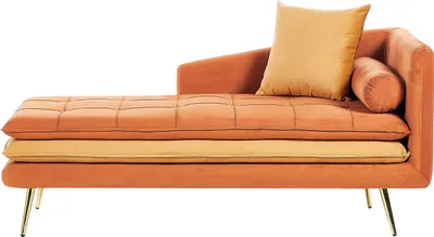 Obrázek produktu pro BELIANI Lenoška oranžová pravostranná prošívaná vyztužená nábytek do obývacího pokoje glamour moderní styl