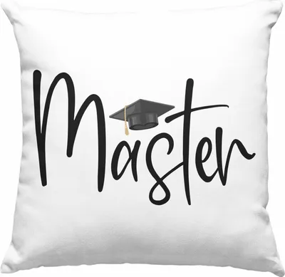 Produktbild von Trendation - Master Abschluss Geschenk Deko-Kissen mit Füllung 40x40 Bestanden Studium Prüfung Graduation (Grau)