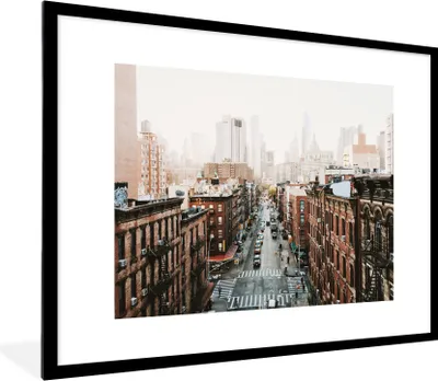 Produktbild von MuchoWow® MuchoWow® Gerahmtes Poster New York - Skyline - Manhattan 80x60 cm - Poster mit zchwarzem Bilderrahmen - Schlafzimmer-Dekorationen - Fotoposter
