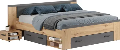 Produktbild von Follow SZ:Ko.+Fr.Artisan Eiche Melamin,Abs.Fr.+Kopfteil Matera Melamin,Doppelbett inkl.2 Nachttische