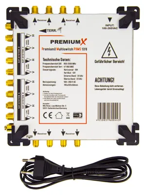 Produktbild von PremiumX PXMS 17/8 Multischalter mit Netzteil Multiswitch 4 SAT für 8 Teilnehmer