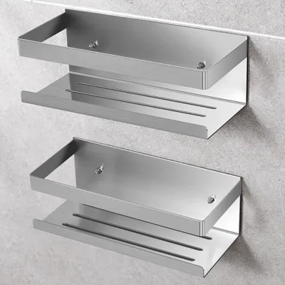Produktbild von Duschablage ohne Bohren, Duschkorb aus Edelstahl SUS304, 2-teiliger Badezimmer-Regalorganizer, Halter für Shampoo und Duschgel (silber, 2 Stück)