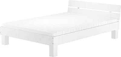 Produktbild von Doppelbett Überlänge 140x220 Massivholzbett weiß Futonbett Jugend Zubehör wählbar V-60.86-14-220WRollrost und Matratze inkl.