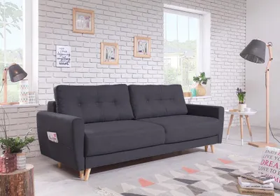 Produktbild von MIUFORM Friendly Lars - Sofa mit Bettfunktion - 220x90cm - Anthrazit - 3-Sitzer Schlafsofa