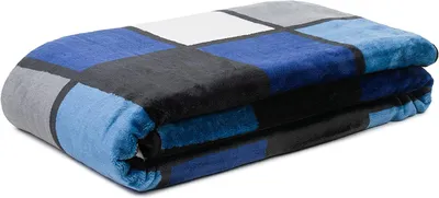 Produktbild von Kuscheldecke 100% Polyester Karo-Motiv "Antigua" 150 x 200 cm - Blau/Silber/Weiß (50)
