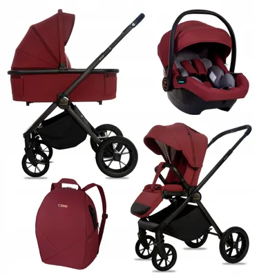 Produktbild von BabyLux® Kinderwagen 3in1 Set BOLDO, Faltbar Leicht Kombikinderwagen Set incl. Babywanne, Buggy Sportsitz, Babyschale i-Size, Wickeltasche, Zubehör