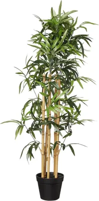 Productafbeelding van Kunstplant bamboe 100 cm - Nepplant met kunststof pot - Voor binnen - Buigbare stelen