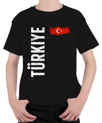 Produktbild von Türkei Flagge Fußball Fan WM Weltmeisterschaft 2026 Uni Kinder T-Shirt, Schwarz, 116