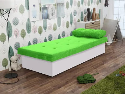 Obrázek produktu pro Dětská válenda s úložným prostorem 80x190 SENOMA 1 - bílá / zelená