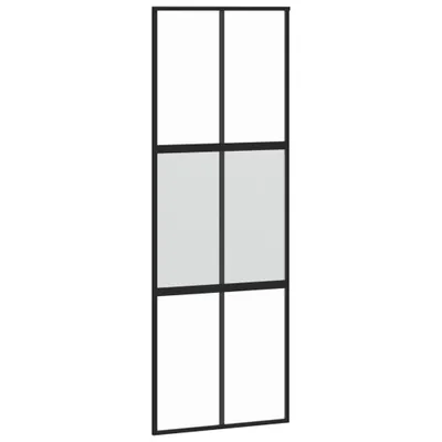 Produktbild von Schiebetür Schwarz 76x205 cm Hartglas und Aluminium