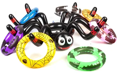 Productafbeelding van Ringwerpspel - Opblaasbare spinnenhoeden - 8 werpringen - Halloween - Voor buiten
