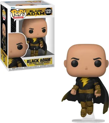 A Funko Pop! vinyl figure of Black Adam is shown next to its packaging.