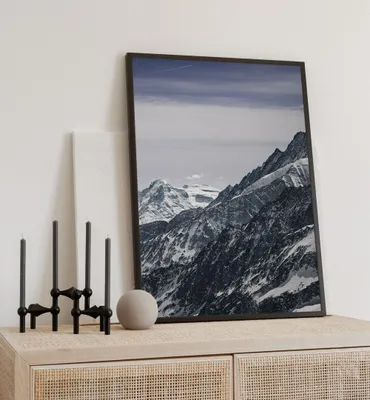 Produktbild von Poster frostige Berge, groesse_poster:70x100 cm, groesse_rahmen:schwarz 70x100 cm