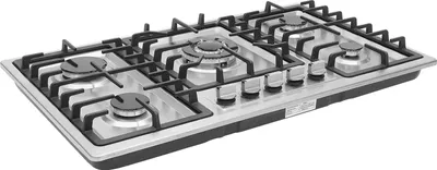Produktbild von Gaskochfeld - 5-flammig - Erdgas (NG) - 51 cm - Einbau/aufgesetzt - Edelstahl - Elektrische Impulszündung (D-Batterie) - Flammüberwachung - Schwarz/Silber