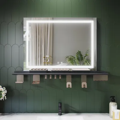 Zdjęcie produktu dla Lustro łazienkowe SONNI 80 x 60 cm, trójkolorowe, ściemniane, RA90, przeciwmgielne, z wielofunkcyjną półką