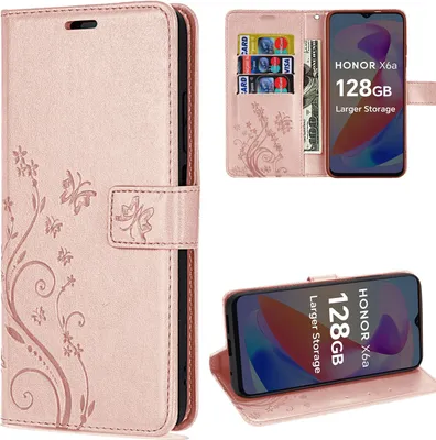 Produktbild von Hülle Honor X6B, Handy Tasche Handyhülle Flip Cover Wallet Case Klapphülle Etui Rosegold