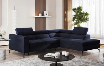 Produktbild von Easy4You Graphit Ecksofa Balsta Velours in L-Form 264 x 73 x 203 cm mit Schlaffunktion und Bettzeugbehälter - Schlafsofa mit Bettkasten Links oder rechts - Eckcouch mit Stauraum - Stoff: Monolith 97