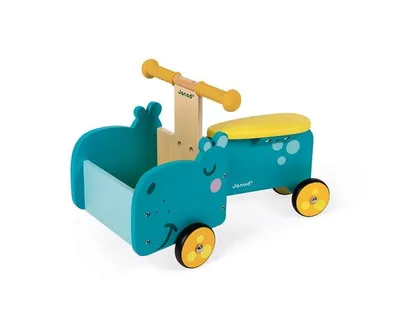 Produktbild von Janod Holz-Lastenrad Nilpferd - Lauflernrad mit Stauraum