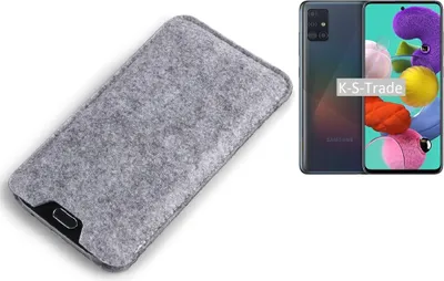 Produktbild von K-S-Trade Filz Handyhülle kompatibel mit Samsung Galaxy A51 Schutzhülle Filztasche Filz Tasche Case Sleeve Handy Hülle Filzhülle grau