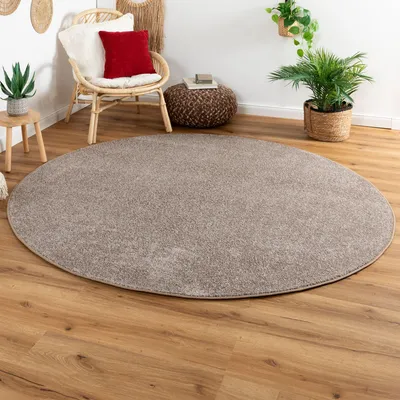 Produktbild von Steffensmeier Kurzflor Teppich Cambridge, Wohnzimmer, Schlafzimmer, in Taupe, Größe: Rund Ø 80 cm