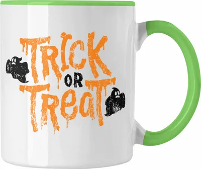 Produktbild von Trendation - Halloween Tasse Kürbis Dekoration Becher Süßes Oder Saures Geister (Grün)