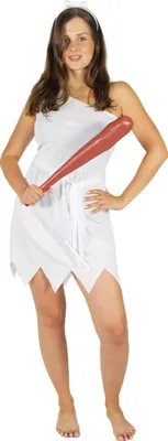 Produktbild von weißes blaues Steinzeit Damen Kostüm für Fasching und Karneval Paarkostüm Partnerkostüm Erwachsene, Größe:M