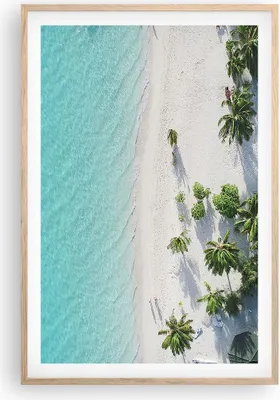 Produktbild von Gerahmtes Poster - Rahmen in heller Eiche - Luftaufnahmen himmlisch Strand - 61x91,5 cm - Wand Bild - Wanddeko - Wandbilder - Kunstposter - Wandposter - Bilderrahmen - Bilder - P2NPA61x91-4532