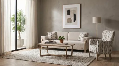 Immagine prodotto di Divano componibile a 3 posti, colore beige, tessuto bouclé, design moderno