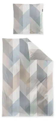 Produktbild von Irisette Wave Mako-Satin Bettwäsche 135x200 Rauten Streifen beige blau grün 8739-80