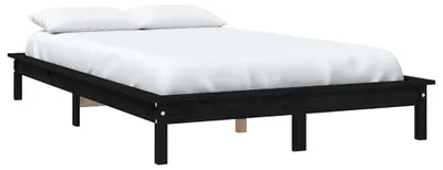 Image de vidaXL Lit en bois massif pin noir 180x200 cm