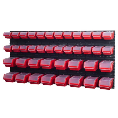 Produktbild von Stapelboxen Wandregal Sichtlagerkästen 8 x Wandregal Lagersystem 40 Boxen rot