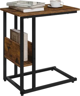 Produktbild von WOLTU Beistelltisch Kaffeetisch Laptoptisch, aus Spanplatte&Metall,55x36x59,5cm(BxTxH) : Rustikales Braun Farbe: Rustikales Braun