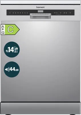 Produktbild von homeX Geschirrspüler 60 cm, Spülmaschine freistehend - 14 Gedecke, 7 Programme, AquaStop, unterbaufähig, DWFS601444C-S